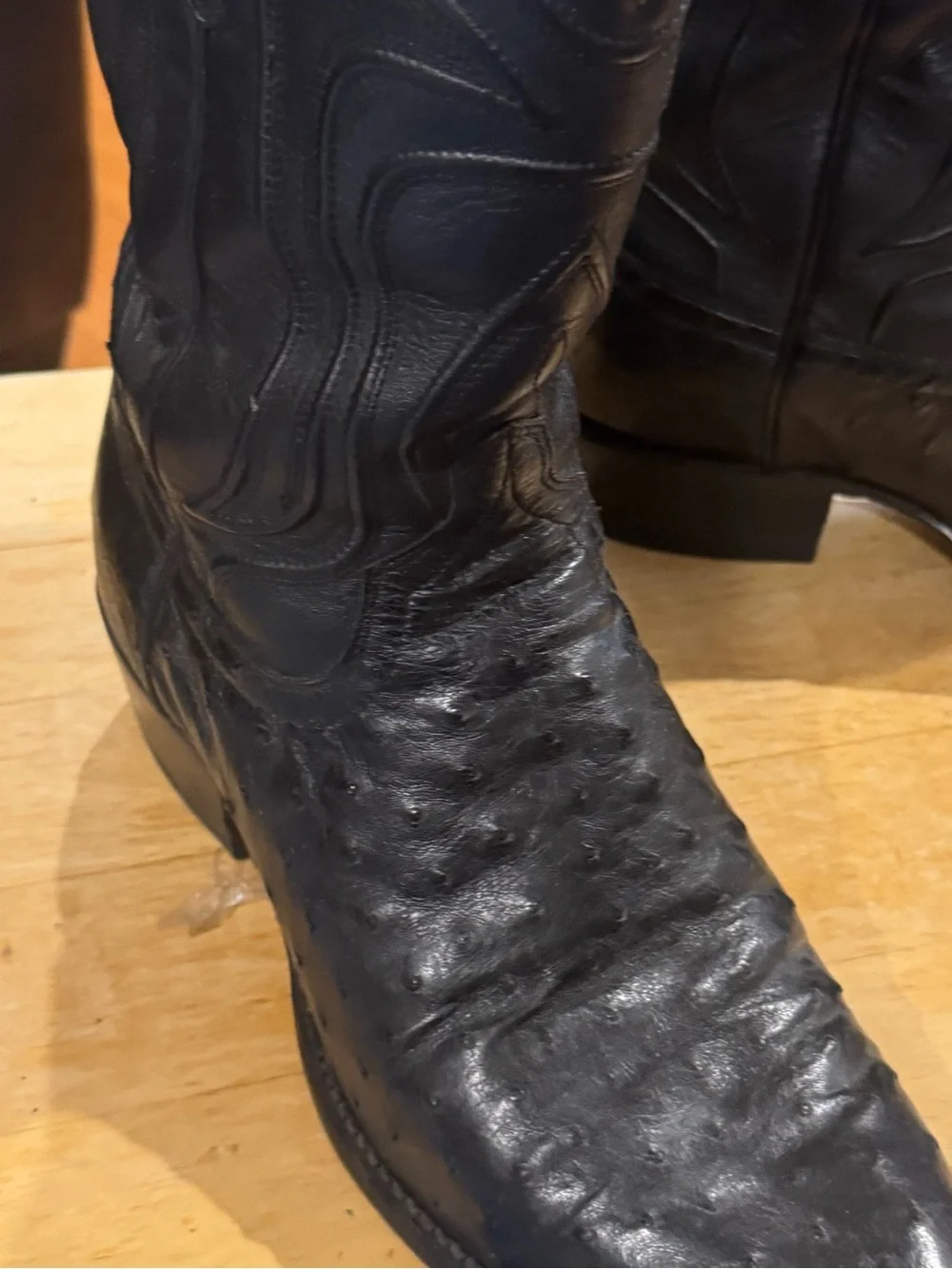 Tecovas Men’s Size 12 Black Full Quill Ostrich Cowboy Boots Tall Western Boots